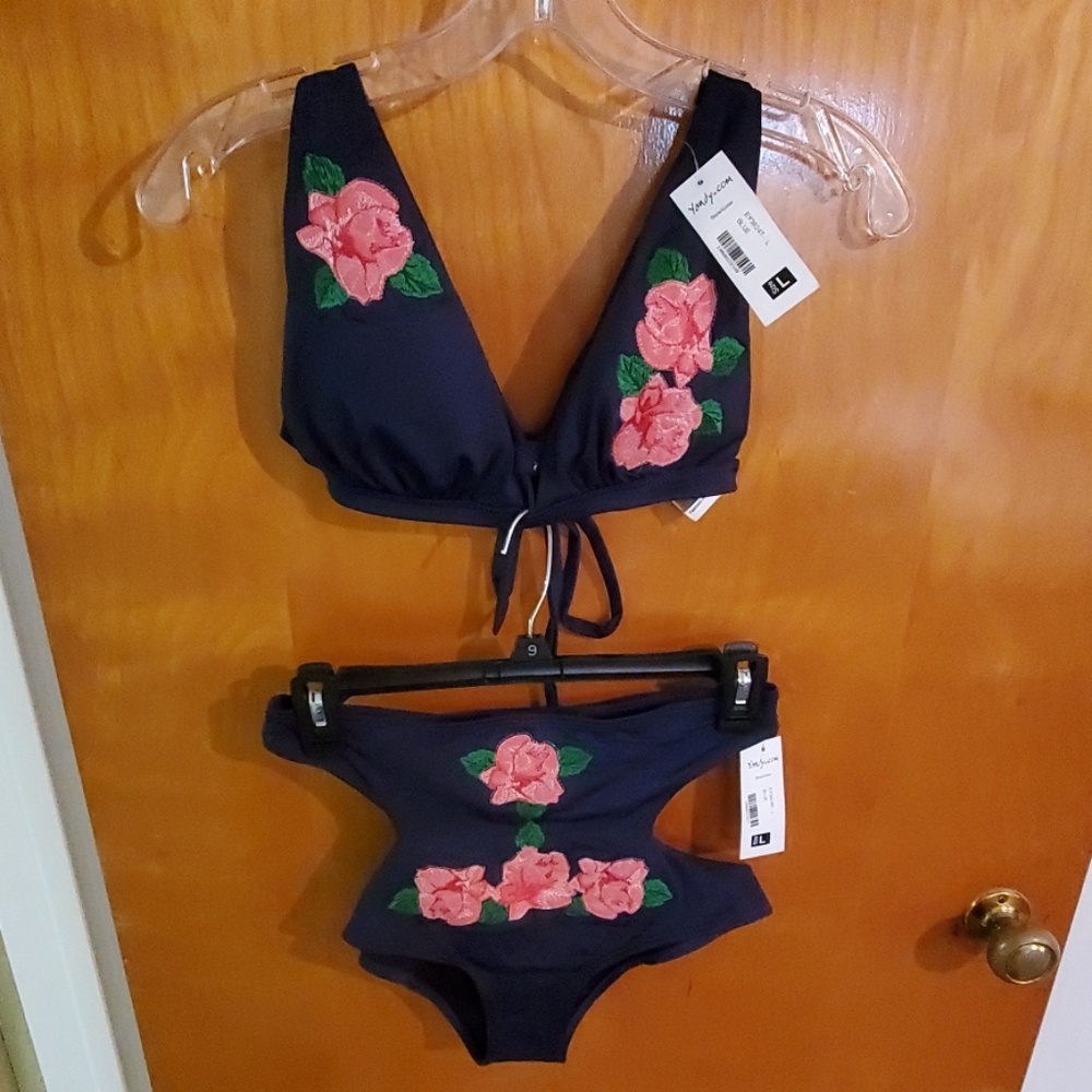 NWT Blue High-Waisted Yandy Bikini sz L